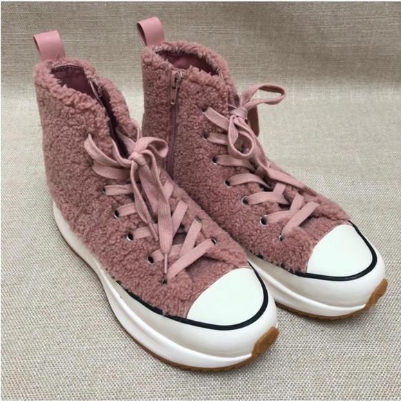 Steve Madden Shaft Platform High Top Sneakers Baby Light Pink - Picture 4 of 6